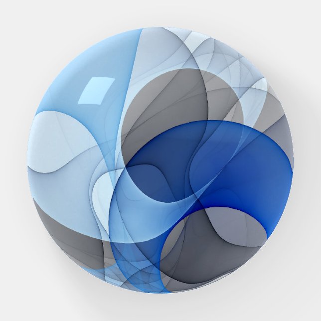 Modern Abstract Blue Gray Fractal Art Graphic Paperweight (Front)