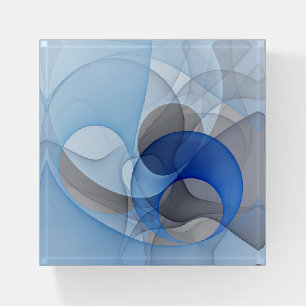 Modern Abstract Blue Gray Fractal Art Graphic Paperweight