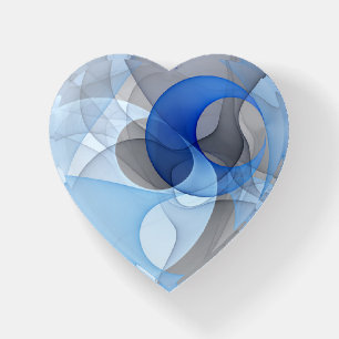 Modern Abstract Blue Gray Fractal Art Graphic Paperweight