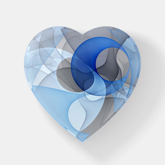 Modern Abstract Blue Gray Fractal Art Graphic Paperweight (Front)