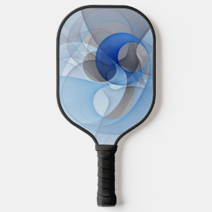 Modern Abstract Blue Gray Fractal Art Graphic Pickleball Paddle