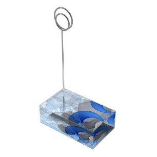 Modern Abstract Blue Gray Fractal Art Graphic Place Card Holder
