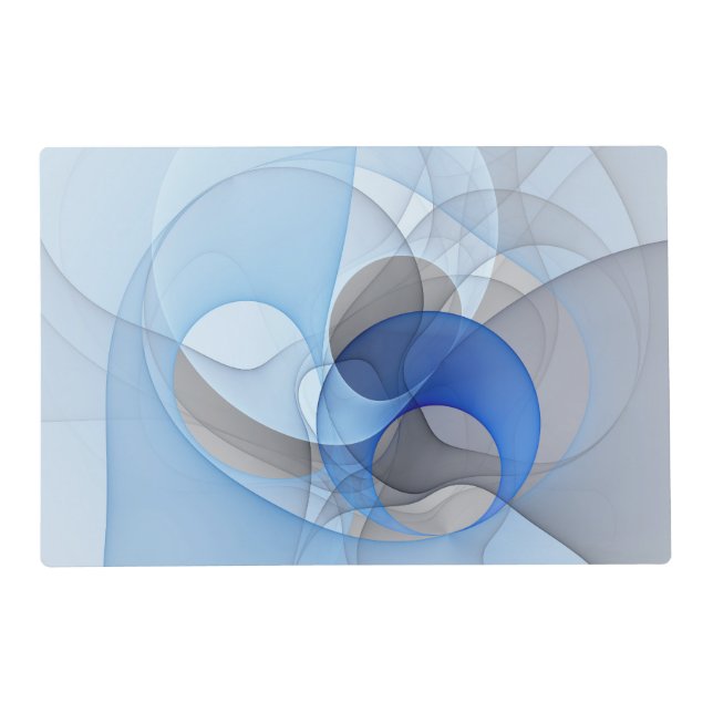 Modern Abstract Blue Gray Fractal Art Graphic Placemat (Front)