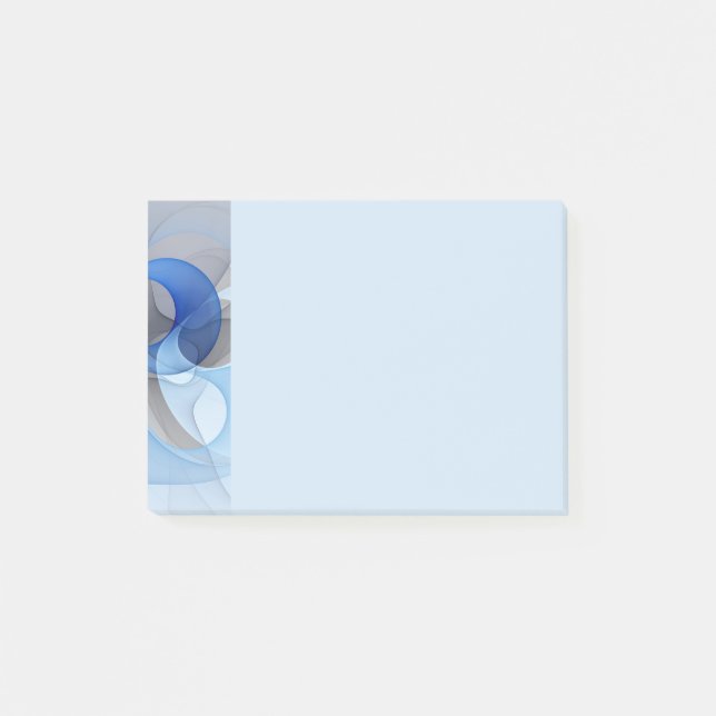 Modern Abstract Blue Gray Fractal Art Graphic Post-it Notes (Front)