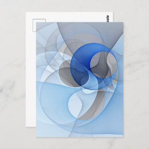 Modern Abstract Blue Gray Fractal Art Graphic Postcard