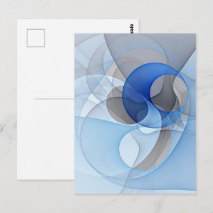 Modern Abstract Blue Gray Fractal Art Graphic Postcard