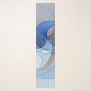 Modern Abstract Blue Gray Fractal Art Graphic Scarf