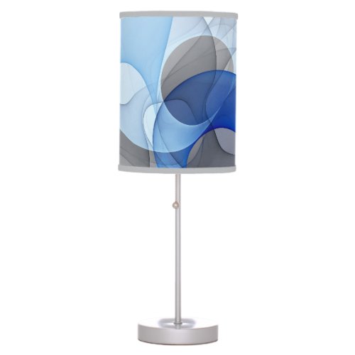 Modern Abstract Blue Gray Fractal Art Graphic Table Lamp