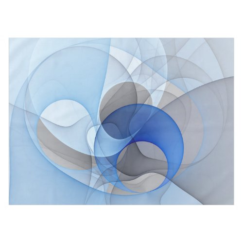 Modern Abstract Blue Gray Fractal Art Graphic Tablecloth