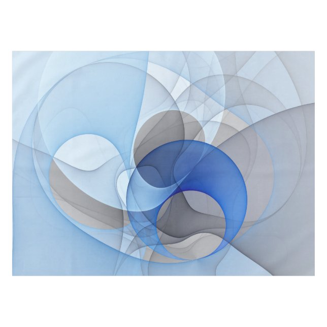 Modern Abstract Blue Gray Fractal Art Graphic Tablecloth (Front (Horizontal))
