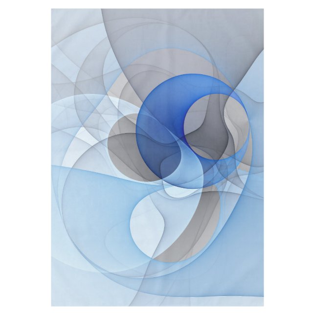 Modern Abstract Blue Gray Fractal Art Graphic Tablecloth (Front)