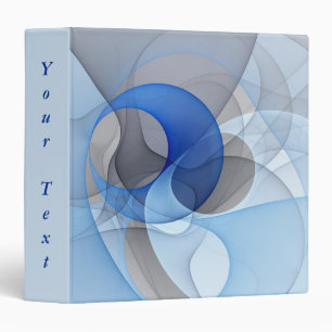 Modern Abstract Blue Gray Fractal Art Graphic Text 3 Ring Binder