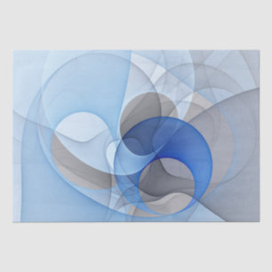 Modern Abstract Blue Gray Fractal Art Graphic Tissue Paper