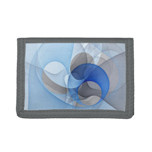 Modern Abstract Blue Gray Fractal Art Graphic Tri-fold Wallet