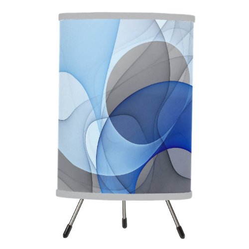 Modern Abstract Blue Gray Fractal Art Graphic Tripod Lamp