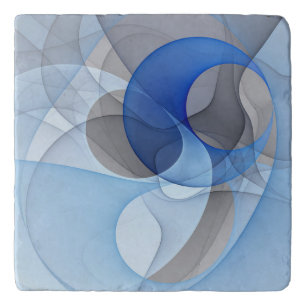 Modern Abstract Blue Gray Fractal Art Graphic Trivet