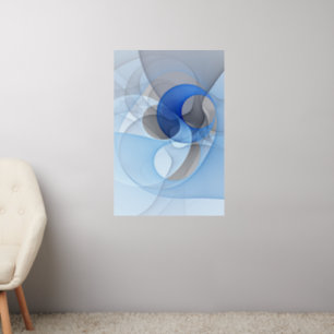 Modern Abstract Blue Gray Fractal Art Graphic Wall Decal