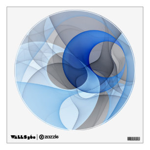 Modern Abstract Blue Gray Fractal Art Graphic Wall Decal
