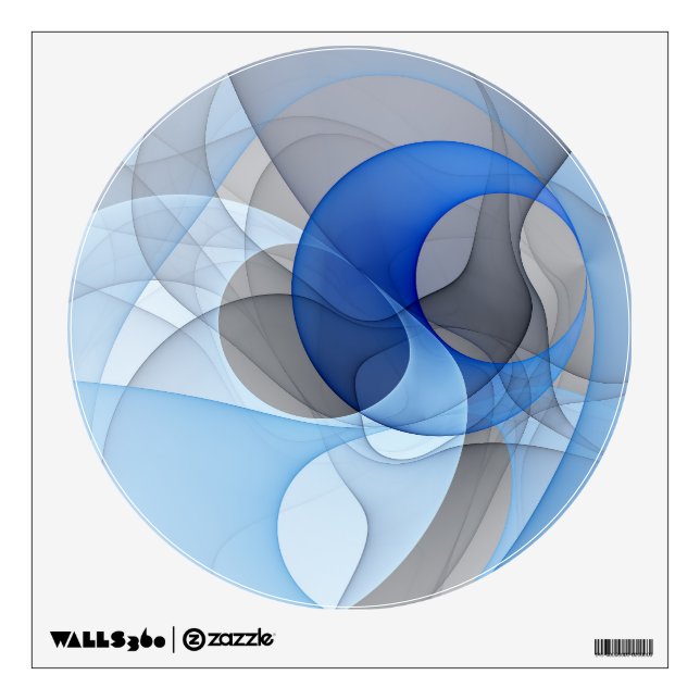 Modern Abstract Blue Gray Fractal Art Graphic Wall Decal (Front)