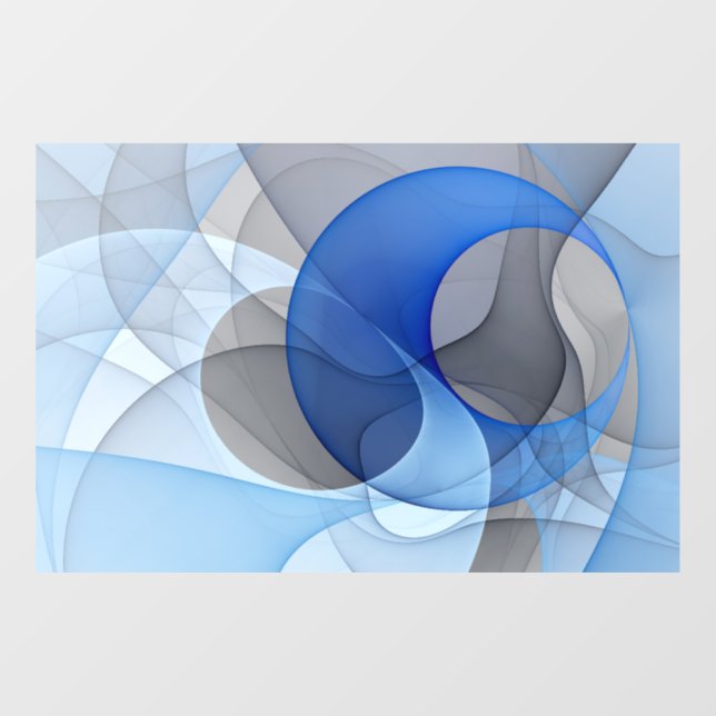 Modern Abstract Blue Gray Fractal Art Graphic Window Cling (Sheet)