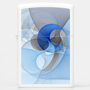 Modern Abstract Blue Gray Fractal Art Graphic Zippo Lighter