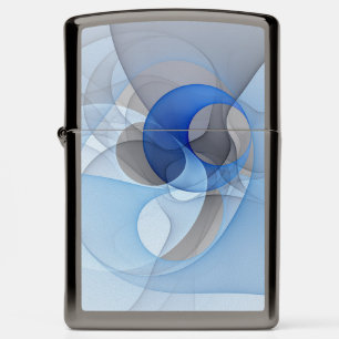 Modern Abstract Blue Gray Fractal Art Graphic Zippo Lighter