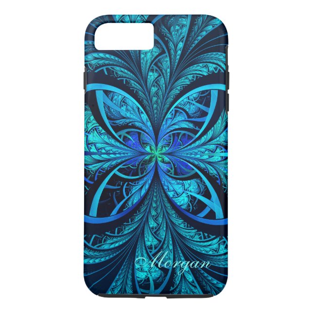 Modern Abstract Blue Green Fractal iPhone 8/7 Case (Back)