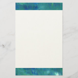 Modern Abstract Blue Green Painting Stationery