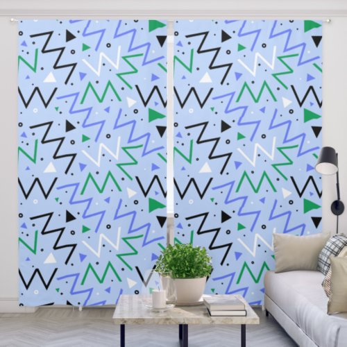 Modern Abstract Blue Green Pattern Blackout Curtains