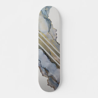 Modern Abstract Blue Ink Design Skateboard