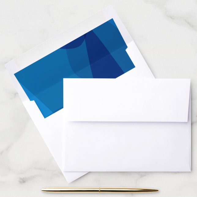 Modern Abstract Blue Invitation Envelope Liner (Desk)
