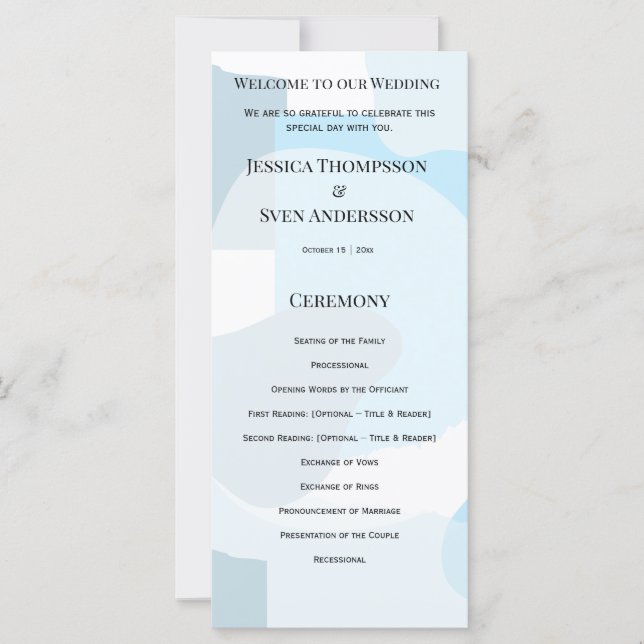 Modern Abstract Blue Minimalist Artistic Wedding  (Front)