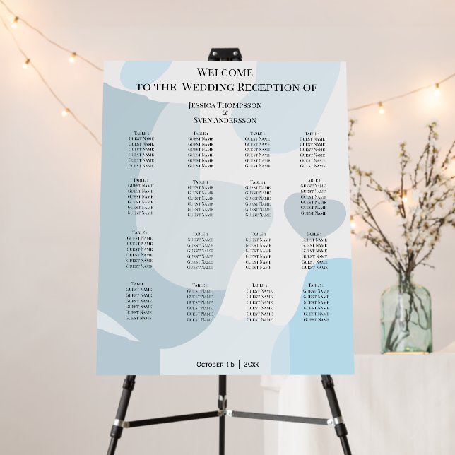 Modern Abstract Blue Minimalist Artistic Wedding  Foam Board (In Situ (Stand))