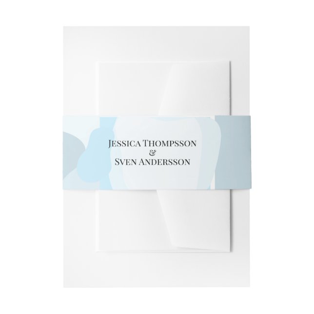 Modern Abstract Blue Minimalist Artistic Wedding  Invitation Belly Band (Front Example)