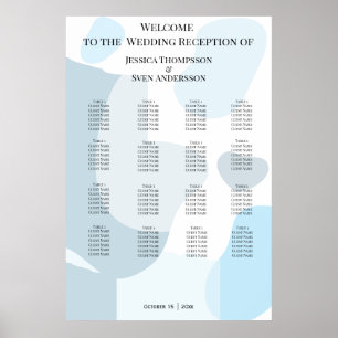 Modern Abstract Blue Minimalist Artistic Wedding Poster