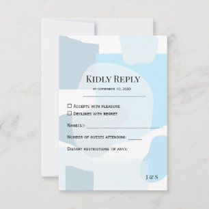 Modern Abstract Blue Minimalist Artistic Wedding RSVP Card