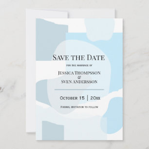 Modern Abstract Blue Minimalist Artistic Wedding Save The Date