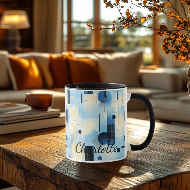 Modern Abstract Blue Mug - Personalized Geometric  (Creator Uploaded)