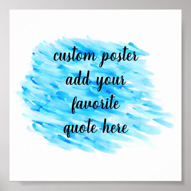 modern abstract blue paint design add your quote poster (Front)