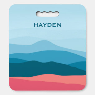 Modern Abstract Blue Pink Mountains Personalised Seat Cushion