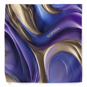 Modern Abstract-Blue Purple and Gold- Bandana