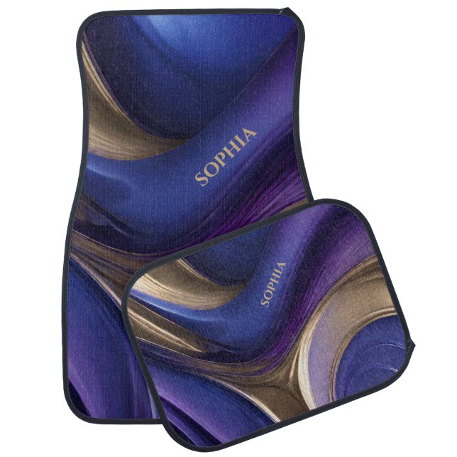 Modern Abstract-Blue Purple and Gold Car Floor Mat (Set)