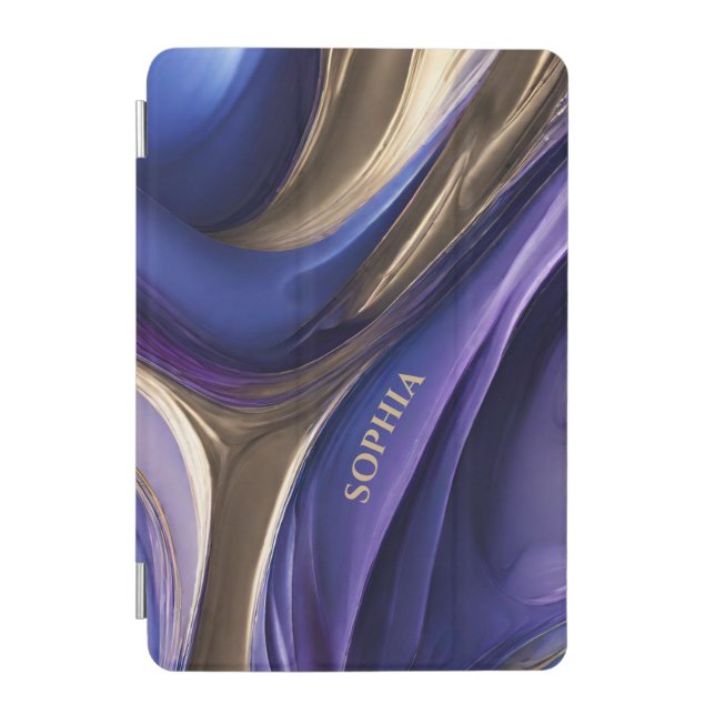 Modern Abstract-Blue, Purple and Gold- iPad Mini Cover (Front)