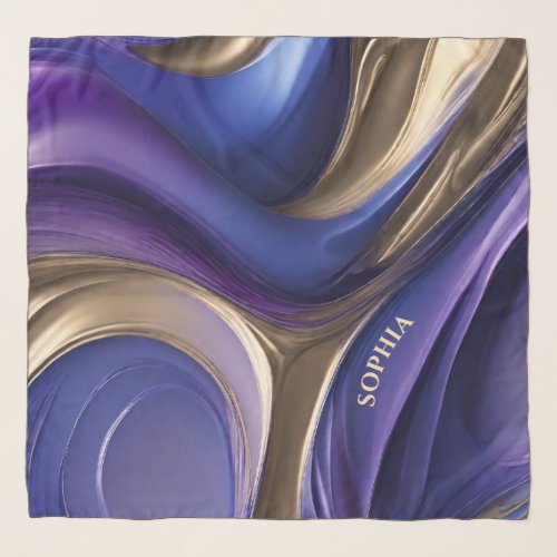 Modern Abstract_Blue Purple and Gold_ Scarf