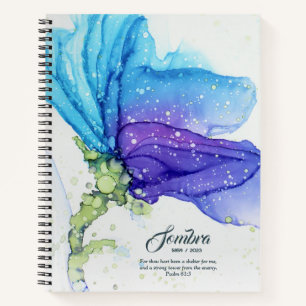 Modern Abstract Blue Purple Floral Named Notebook