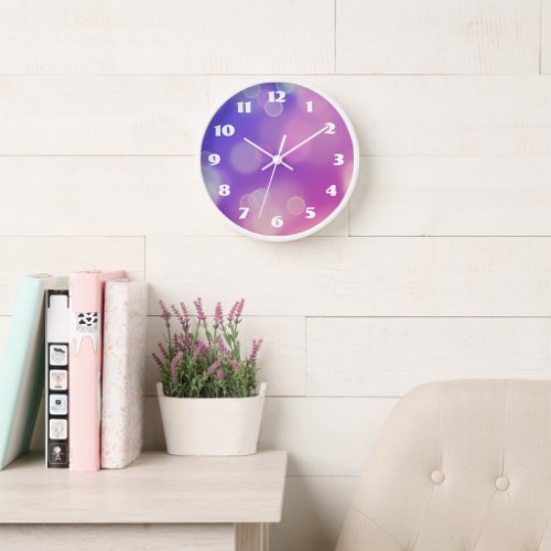 Modern Abstract Blue Purple Gradient Bokeh Clock