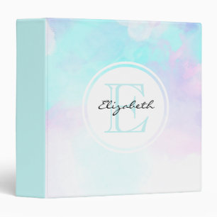 Modern Abstract Blue & Purple Watercolor 3 Ring Binder