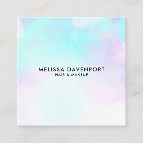 Modern Abstract Blue  Purple Watercolor Square Business Card