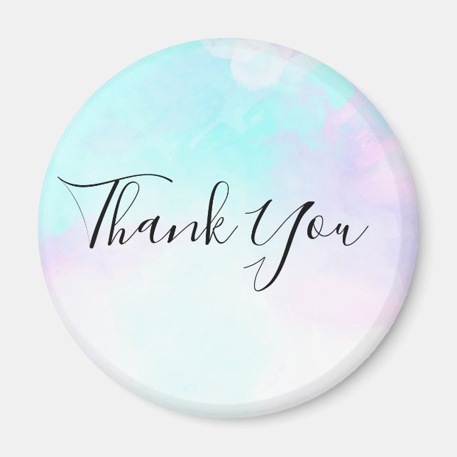 Modern Abstract Blue & Purple Watercolor Thank You Magnet (Front)