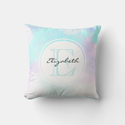 Modern Abstract Blue  Purple Watercolor Throw Pillow